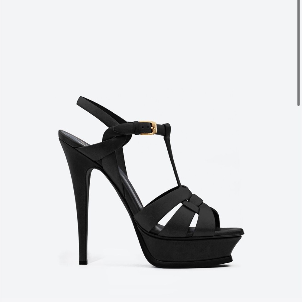 YVES SAINT LAURENT TRIBUTE PLATFORM SANDALS IN SMOOTH LEATHER (41 EU / 11 US)